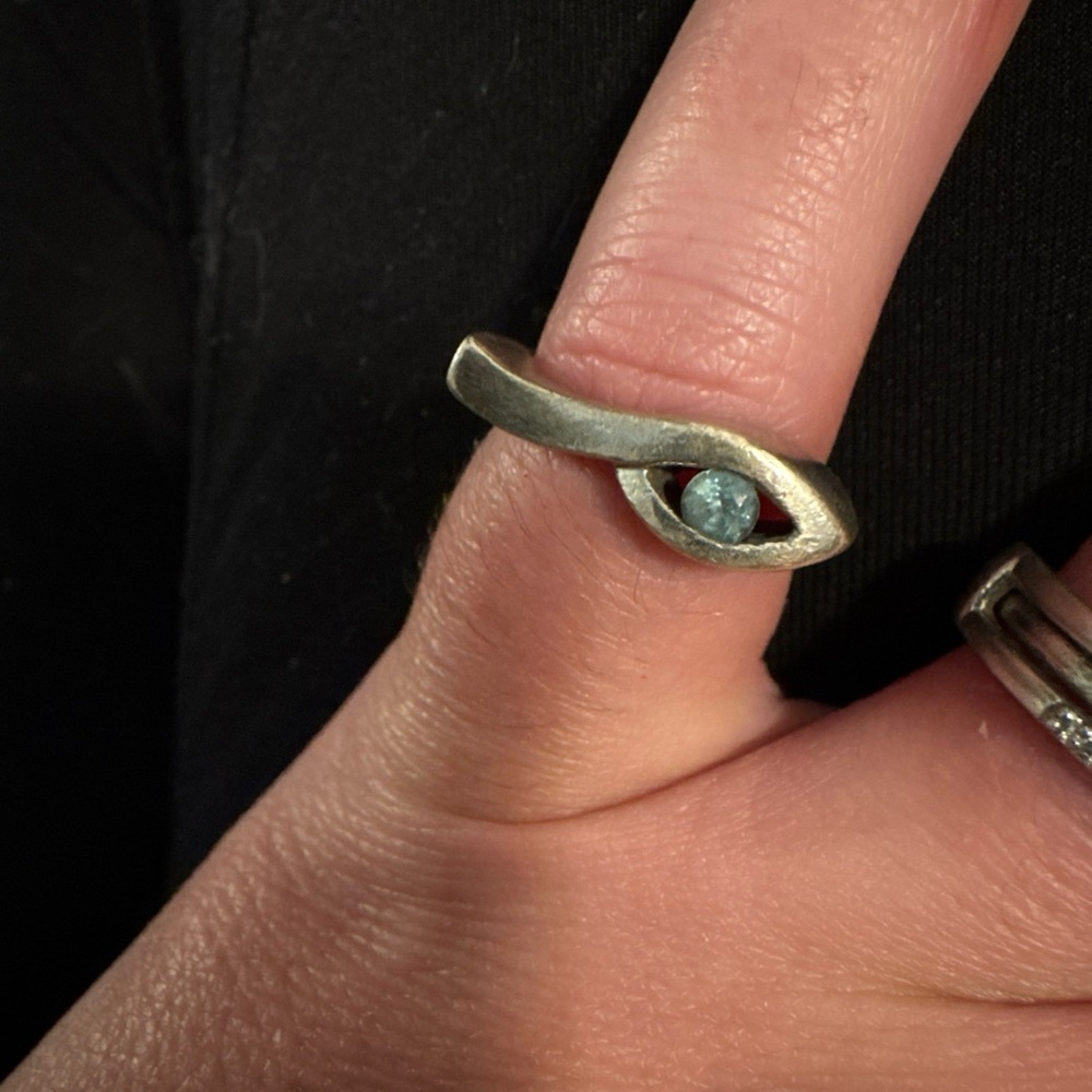 Elegant Silver Ring with Blue Gemstone Aquamarine. 925 size 7